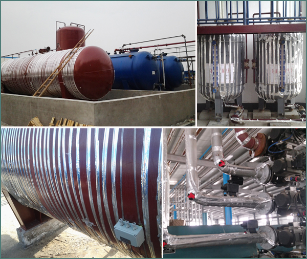 罐體、槽池保溫應采用電伴熱帶做為發(fā)熱源(圖2)